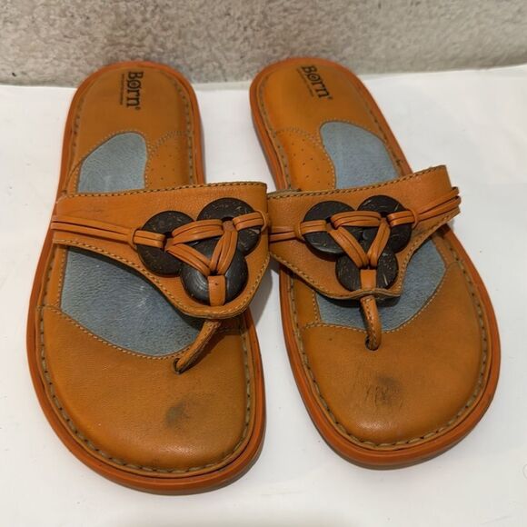 Born orange thong comfy leather flip flops size 8 /39 - Picture 6 of 6